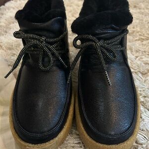 Montelliana Black Ankle Boots with Tan Sole